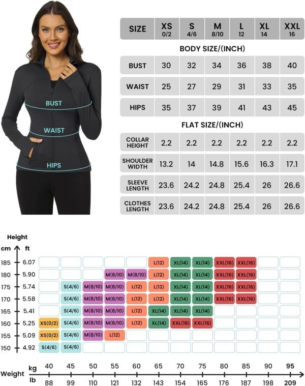 Workout Jackets for Women Full Zip Athletic Running Track Jacket with Pockets Slim Fit Yoga Jacket with Thumb Holes