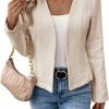 2024 Summer Cropped Collarless Blazer Lightweight Fully Lined Open Front Elegant Petite Work Office Jackets