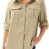 71ESMYKRprL._AC_SL1500 Women's UPF 50+ Long Sleeve UV Sun Protection Safari Shirt, Quick Dry SPF Hiking Fishing Breathable Shirts