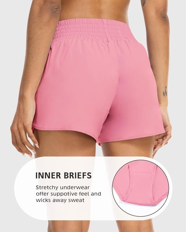 Athletic Shorts for Women with Pockets High Waist Running Workout Shorts Gym Yoga White Summer Shorts