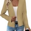 2024 Summer Cropped Collarless Blazer Lightweight Fully Lined Open Front Elegant Petite Work Office Jackets
