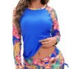 71JN1b-0miL._AC_SL1500 Women 2 Piece Rash Guard Long Sleeve Swimsuits Swim Shirt with Shorts Set Sun Protection UPF 50+ Surf Bathing Suits