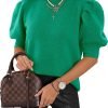71KhfKKw1GL._AC_SL1145 Women's Puff Short Sleeve Sweaters 2024 Fashion Spring Tops Casual Pullover Shirts