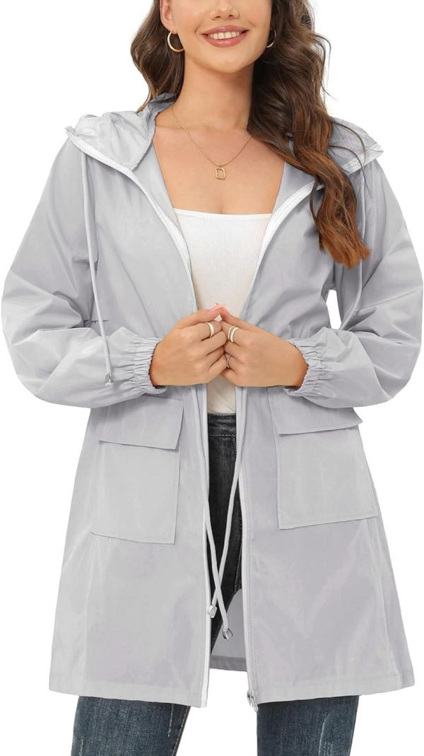 71L09uaHSeL._AC_SL1500 Rain Jacket for Women Waterproof with Hood Active Outdoor Long Rain Coats Packable Raincoat Lightweight Windbreaker