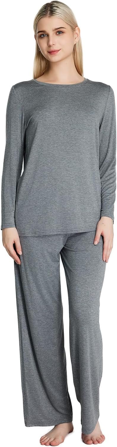 Loungewear Set pajamas Womens sleepwear Bamboo Viscose Long Sleeve t shirt Long Pants Super Soft Novelty Pjs Set