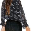 Womens Casual Boho Floral Print V Neck Long Sleeve Blouses Button Down Shirts Dressy Chiffon Loose Ruffle Tops