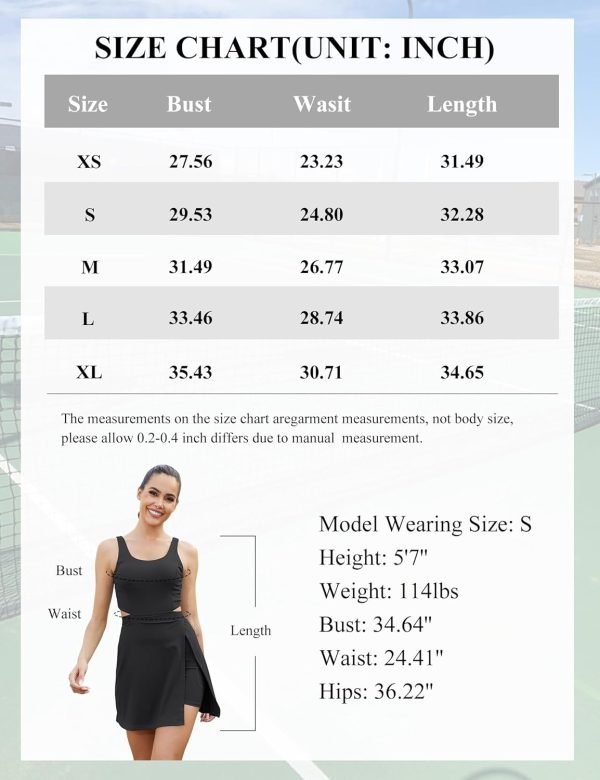 71O7U5AJe-L._AC_SL1500 Womens Tennis Dress with Built in Shorts and Bra Athletic Workout Exercise Golf Dress Backless Cut-Out Active Dress