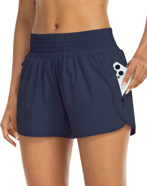 Athletic Shorts for Women with Pockets High Waist Running Workout Shorts Gym Yoga White Summer Shorts