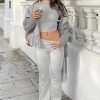 Casual Workout Two Piece Outfits for Women Short Sleeve Crop High Waist Foldover Flare Pants Tracksuit Sets Streetwear