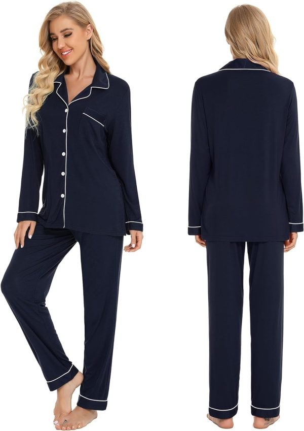 71RkQoy6X0L._AC_SL1500 Pajamas Set Long Sleeve Womens Button Down Sleepwear Two Piece Nightwear Soft Pj Lounge Sets S-XXL