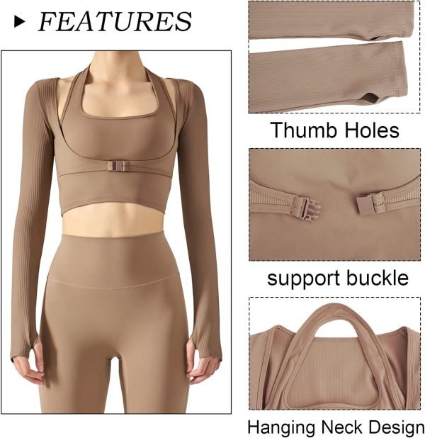 71VAO_GIHYL._AC_SL1500 Women's Stretch Cutout Yoga Sports Jacket Long Sleeve Crop Top T Shirts with Thumb Holes