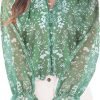 Womens Casual Boho Floral Print V Neck Long Sleeve Blouses Button Down Shirts Dressy Chiffon Loose Ruffle Tops