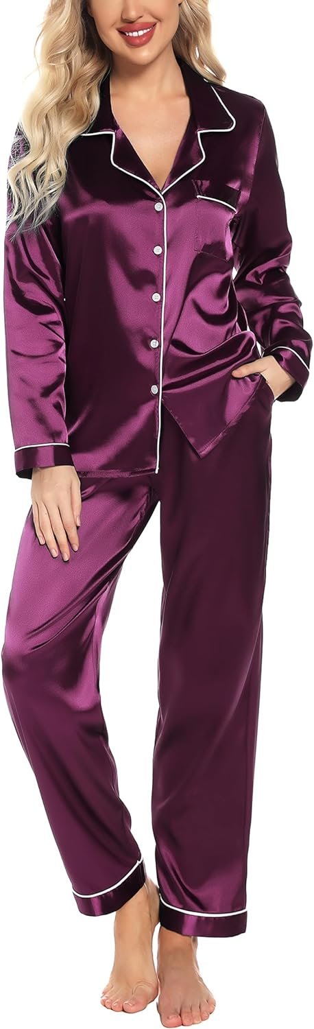 71Yn36x_5SL._AC_SL1500_97e83cd8-2dc9-4775-bae2-add47d064995 Pajamas Set Long Sleeve Womens Button Down Sleepwear Two Piece Nightwear Soft Pj Lounge Sets S-XXL