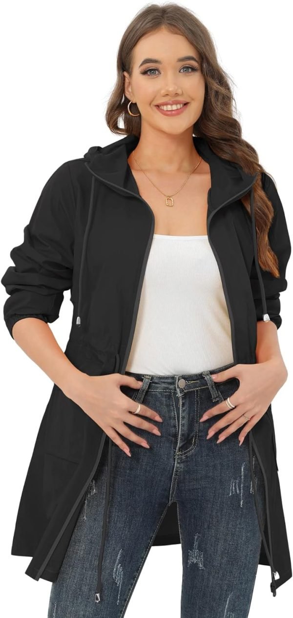 71ZxiMheXOL._AC_SL1500 Rain Jacket for Women Waterproof with Hood Active Outdoor Long Rain Coats Packable Raincoat Lightweight Windbreaker