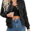 71aVFuqq3kL._AC_SL1500 Women's Bomber Jacket Lightweight Varsity Zip Up Coat Casual Long Sleeve Windbreaker
