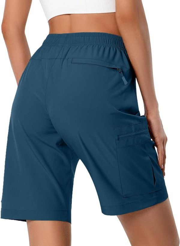 Women's Lightweight Hiking Cargo Shorts Quick Dry Athletic Shorts for Camping Travel Golf with Zipper Pockets Water Resistant