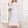 Long Cotton Nightgown Women's Long Sleeve Sleepwear Full Length Night Dress Soft Comfy Loungewear