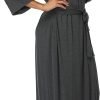 Womens Soft Long Kimono Robes Lightweight Full Length Knit Bathrobe With Pockets Ladies Casual Dressing Gown