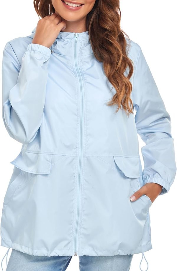 71fH1obQCBL._AC_SL1500 Women's Lightweight Raincoat Waterproof Packable Outdoor Windproof Hooded Active Rain Jacket S-XXL