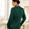 71gJWhWtoLL._AC_SL1500 Women's Satin Silk Blouses Wrap V Neck Shirts Long Sleeve Elegant Tie Waist Office Formal Work Tunic Pullover Tops