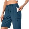Women's Lightweight Hiking Cargo Shorts Quick Dry Athletic Shorts for Camping Travel Golf with Zipper Pockets Water Resistant