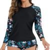 71hHC1RZd_L._AC_SL1500 Women 2 Piece Rash Guard Long Sleeve Swimsuits Swim Shirt with Shorts Set Sun Protection UPF 50+ Surf Bathing Suits
