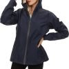 Women's Rain Jacket Lightweight Waterproof Rain Coat with Hooded Windproof Adjustable Windbreaker