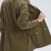 71iSfmLBRIL._AC_SL1500 Women's Military Jacket Lightweight Button Up Utility Drawstring Waist Anorak Coat with Pockets