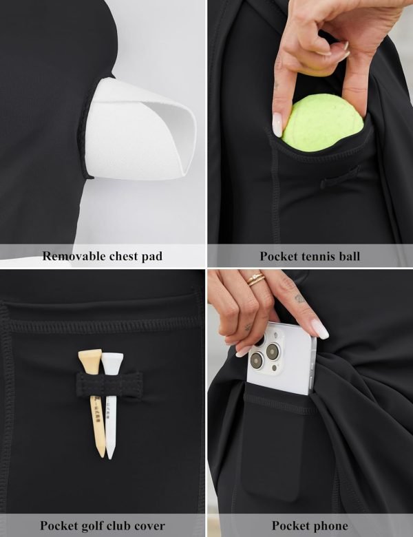 71jX8gi2foL._AC_SL1500 Womens Tennis Dress with Built in Shorts and Bra Athletic Workout Exercise Golf Dress Backless Cut-Out Active Dress