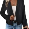 2024 Summer Cropped Collarless Blazer Lightweight Fully Lined Open Front Elegant Petite Work Office Jackets