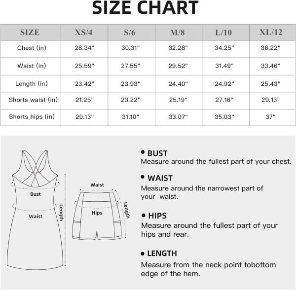 Tennis Dress for Women Workout Dress with Built-in Bra & Shorts Pockets Athletic Dress for Exercise Golf Dresses