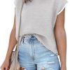 Womens Cap Sleeve Sweater Vest Summer Tops Sleeveless Tank Tops 2024 Trendy Spring Clothes Striped Short Sleeve Shirts