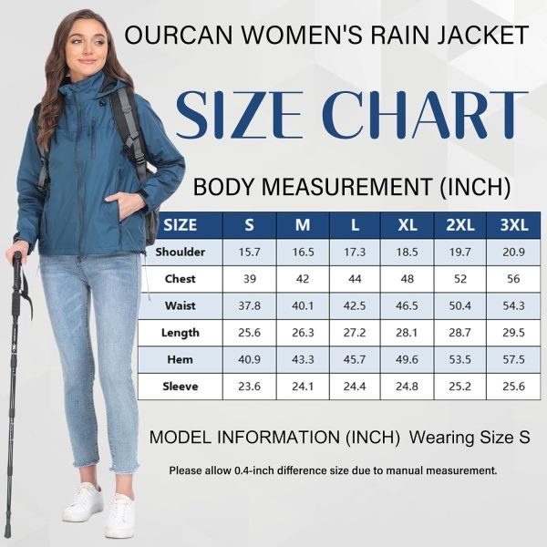 Packable Rain Jacket Women Lightweight Waterproof Raincoat for Women with Hood Windbreaker for Outdoor Travel Hiking