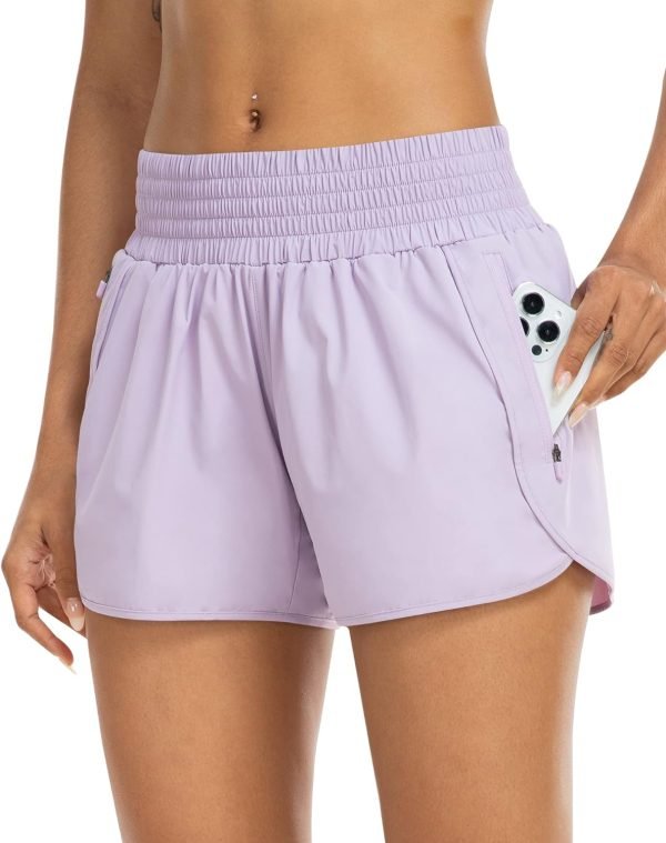 Athletic Shorts for Women with Pockets High Waist Running Workout Shorts Gym Yoga White Summer Shorts
