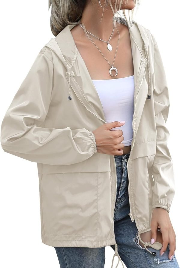 71qOlxDlblL._AC_SL1500 Women's Raincoats Lightweight Waterproof Windproof Adjustable Windbreaker Rain Jackets Hooded with Pockets S-XXL