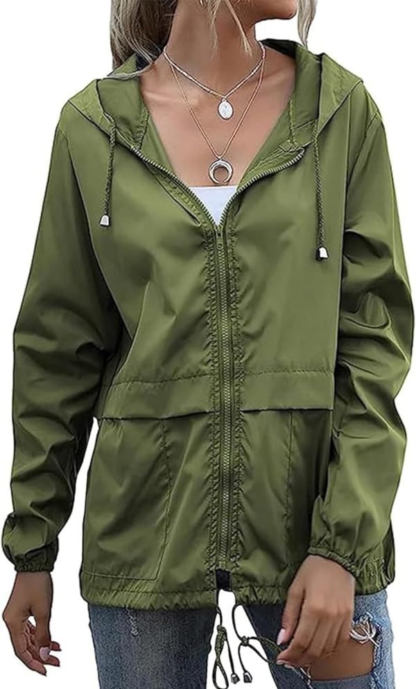 Women's Waterproof Raincoat Lightweight Rain Jacket Hooded Windbreaker with Pockets for Outdoor