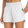Athletic Shorts for Women with Pockets High Waist Running Workout Shorts Gym Yoga White Summer Shorts