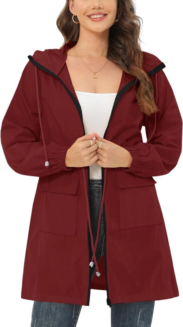 71sPB4MNsML._AC_SL1500 Rain Jacket for Women Waterproof with Hood Active Outdoor Long Rain Coats Packable Raincoat Lightweight Windbreaker