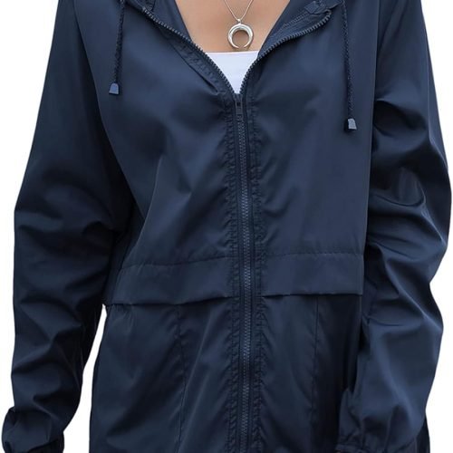 71up4rwSyZL._AC_SL1500 Women's Waterproof Raincoat Lightweight Rain Jacket Hooded Windbreaker with Pockets for Outdoor
