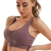 71uy-yhaXnS._AC_SL1500 Womens Sports Bra with Zip Closure and Racerback,Wireless Bras,Four-Way Stretch Fabric with Removable Padded
