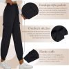Womens Athletic Pants Knit Cargo Pants Stretchy Hiking Pants Elastic Waist Sweatpants Baggy Soft Joggers