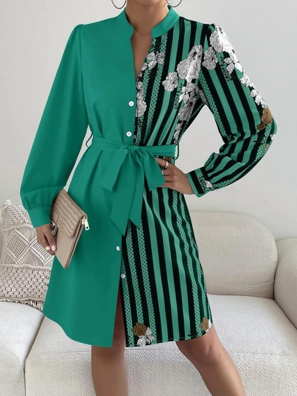 71z9o0KEdqL._AC_SL1500 Womens Button Down Shirt Dresses with Belt Button Up Tunics Long Sleeve Blouse Tops