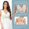 Womens Nightgown Long Sexy Silky V neck Chemise Lace Sleeveless Sleepwear for women Elegant