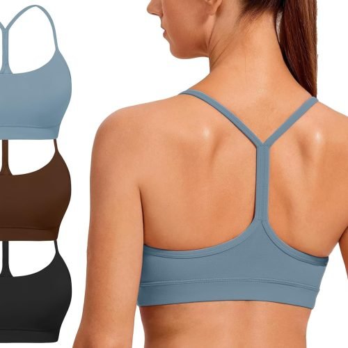 819iGNQ_gcL._AC_SL1500 Spaghetti Strap Padded Sports Bras for Women - Y Back Yoga Workout Tops (3 Pack)