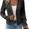 2024 Summer Cropped Collarless Blazer Lightweight Fully Lined Open Front Elegant Petite Work Office Jackets