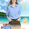 Womens Sun Protection Safari Shirt Quick Dry SPF 50 UV Lightweight Fishing Travel Hiking Outdoor Shirts with Zipper Pockets