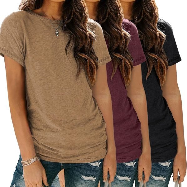 81TC6fY8LxL._AC_SL1500 Womens 3 Pack T Shirts Basic Short Sleeve Tees Crewneck Fashion Tops Loose Fit Lightweight Casual Summer Clothes 2024