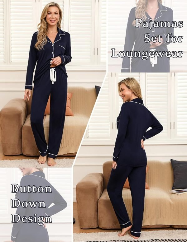 81X8Mn7pcvL._AC_SL1500 Pajamas Set Long Sleeve Womens Button Down Sleepwear Two Piece Nightwear Soft Pj Lounge Sets S-XXL