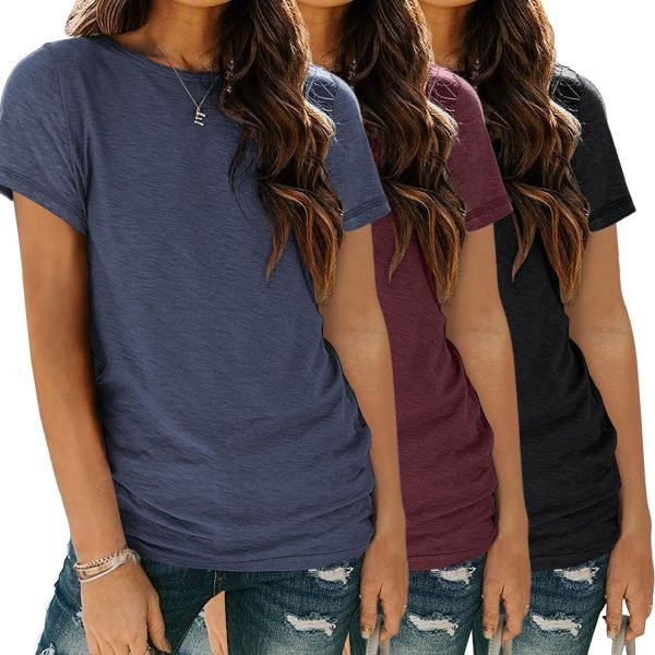 81all8vCyyL._AC_SL1500 Womens 3 Pack T Shirts Basic Short Sleeve Tees Crewneck Fashion Tops Loose Fit Lightweight Casual Summer Clothes 2024