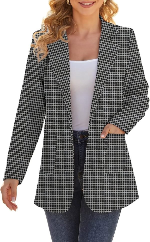 81fCDVfphmL._AC_SL1500_a71f2175-a770-4a85-95b7-ac3a3d317c5c Women Open Front Blazers Long Sleeve Casual OL Office Slim Buttonless Suit Jacket with Pockets